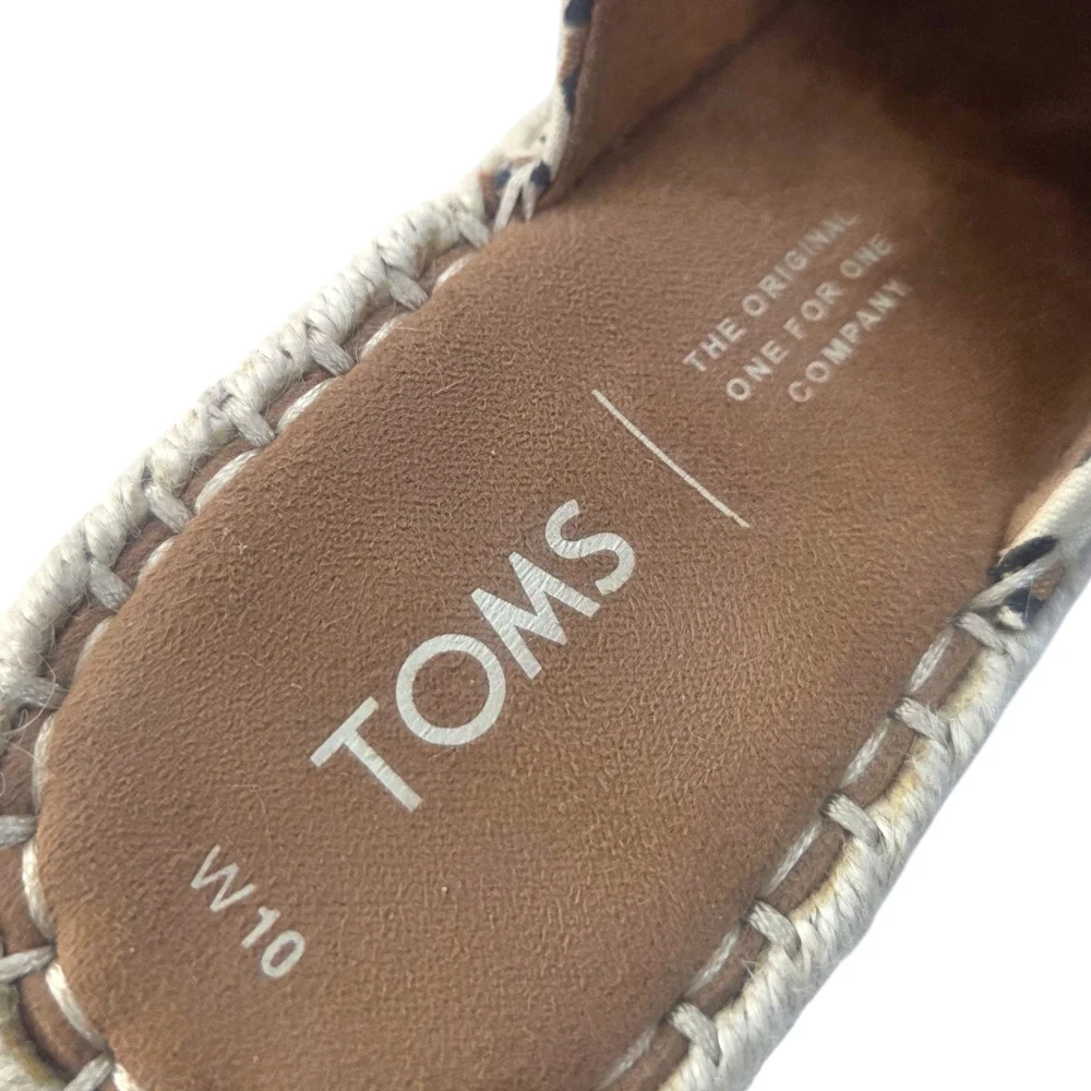 TOMS Monica Suede Espadrille Wedge Sandals NEW Leopard Print Womens 10 Brown
